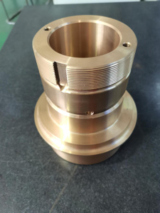 Precision Machined Bronze Bushing - CNC Turned Flanged Sleeve with External Thread for Wear Resistance & Transmission