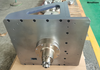 Custom pillow block bearing unit installed on a conveyor drive shaft in service